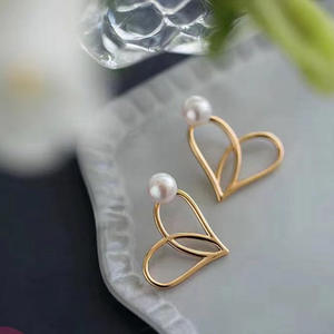 Accesorios de Plata S925 para DIY con Perlas de 6-8mm, Aretes Estilo Amor con Soporte Hueco 20607 - Product Image 2