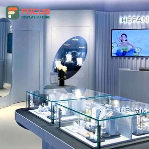 Luxury Modern Jewelry Display <b>Cabinet</b> Glass Wooden Metal LED Lighting High-End Retail Boutique Showcase Interior Display - Product Image 3