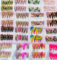 Offre Spéciale : 10 faux ongles en acrylique faits main, réutilisables, style cercueil, avec motif papillon, à presser pour les doigts