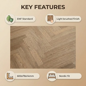 Plancher stratifié en bois dur de bouleau et noyer noir ENF brossé teinté, 600*78*14mm, épaisseur de placage 1.2mm, pour extérieur et sous-sol - Product Image 2