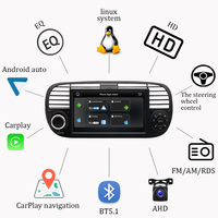Autoradio Android Auto Carplay Linux 7 pouces pour FIAT 500 Abarth 2007-2015 Navigation GPS Lecteur multimédia Stéréo Écran HD