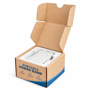 Caja de embalaje para power banks y productos electrónicos 3C, para marcas en línea, de cartón corrugado tipo B y E, con opción de cierre automático y personalizable. - Product Image 3