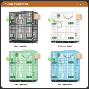 Büyük 3 hikayesi kuş kafesi katlanabilir demir tel inşaat standı tekerlekler ile papağanlar için çok katmanlı tasarım kolay temiz plastik tepsi - Product Image 4