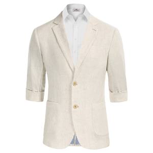 OEM Herren 3/4-Ärmel Blazer Mantel Lässiger Zweiknopf-Sakko mit Reverskragen Slim Fit Kurzarm Leinen-Blazer für Männer - Product Image 4