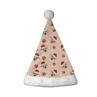 Gorro de Navidad Personalizado con Estampado Completo de Huellas de Perro, Gorro de Santa Claus para Cachorros, OEM ODM, Venta al por Mayor, Gorro de Fiesta para Niños y Familias