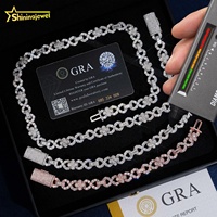 Nouveau Design Luxe Mode Argent 925 Hip Hop Trèfle 10mm Moissanite Chaîne Cubaine Collier Infini