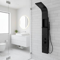 Panneau de douche de pluie Villa à double poignée en aluminium noir mat Système de douche de luxe à jet de douche de massage doux mural pour salle de bain