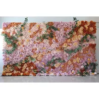 Mur de fleurs artificielles en soie rose orange 8 pieds x 8 pieds Décoration de fond de mariage pour Noël Graduation Nouvel An chinois