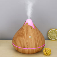 Diffuseur d'arômes électrique ultrasonique mini effet bois, humidificateur, hygromètre, veilleuse multicolore, faible bruit, huiles essentielles, pour la maison