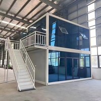 Casa Contenedor Prefabricada de 2 Pisos con Terraza de Pared de Vidrio Modular y Escalera