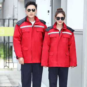 เสื้อผ้าทำงานแบบถอดได้บุด้วยผ้าฝ้ายสีแดงหนาป้องกันไฟฟ้าสถิตย์สำหรับซ่อมเครื่องจักรขนาดบวก S M L XL XXL 3XL 4XL - Product Image 1