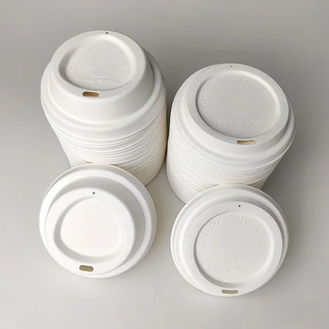 Dome Tumbler Coffee Sugarcane Hot Coffee Lids Bagasse Bamboo Pulp Paper Cup Lid