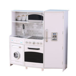 ชุดครัวไม้สไตล์ใหม่ขนาดใหญ่ พร้อมเครื่องซักผ้า เครื่องทำน้ำแข็ง อ่างล้างจานและก๊อกน้ำ หัวเตาสำหรับเด็กเล่น - Product Image 1