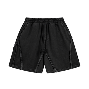 Shorts déchirés et délavés 400G avec logo personnalisé – Short de sport et streetwear pour homme – Qualité supérieure, personnalisable, tendance, décontracté, été - Product Image 4