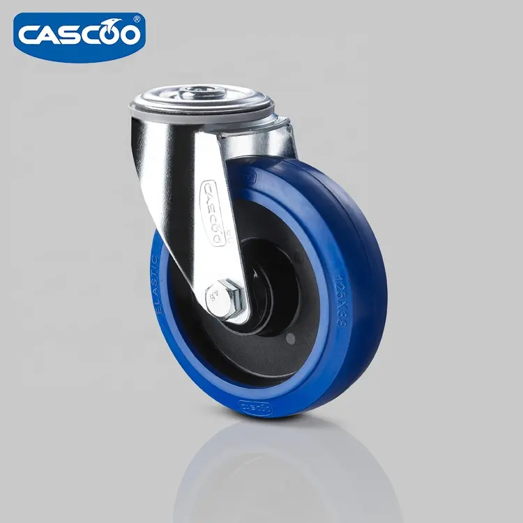 CASCOO 125MM Bolt Hole Castor Elastic Rubber Industrial Castor and Wheel