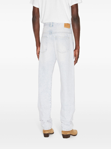 Ykmozi กางเกงยีนส์ขาตรงสำหรับผู้ชาย, กางเกงยีนส์ขาตรงกลางวินเทจสีน้ำเงินกระดุมโลหะแบบหลวมมีกระเป๋าด้านหลังพิมพ์ลาย - Product Image 3