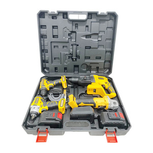 4-teiliges 21V Industrielles Elektrowerkzeug-<span class=keywords><strong>Set</strong></span> Kabelloser Bohrhammer Schraubenschlüssel Winkelschleifer Aufladbare Bohrmaschinen 4-in-1 Kombi-<span class=keywords><strong>Set</strong></span> im Hartschalenkoffer - Product Image 4