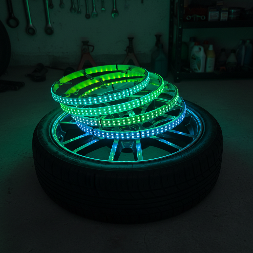 Wheel Ring Light APP Control 15 17 Inch Car Parts RGB Amber Turning Chasing Sync Speed Music Red Yellow Car Wheel Tire Light