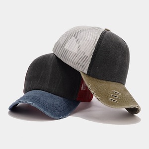 Mới đến hai giai điệu màu lưới Trucker <span class=keywords><strong>hat</strong></span> 5 tấm Mũ đau khổ phai mờ bông CHA mũ thể thao Mũ bóng chày - Product Image 2