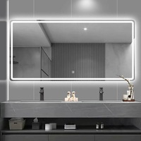 Miroir de salle de bain LED moderne anti-buée avec lumière Écran tactile intelligent Miroir mural éclairé Miroir de salle de bain