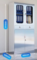 Armoire d'archives en acier inoxydable à 4 portes verrouillables, anti-rouille, pour le classement de documents dans les bureaux et les hôpitaux