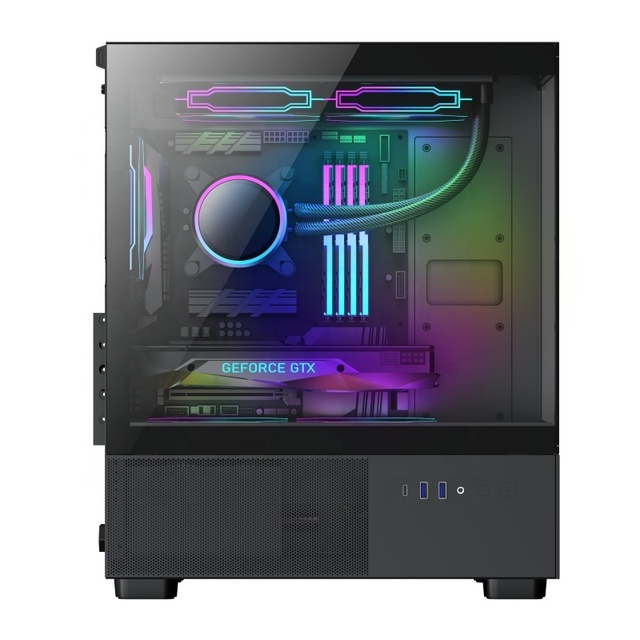 Bulk Supply Computer Parts M-ATX Gaming Pc case with TG Side Panel for Gaming Pc Prebuilt Computer case for MATX Motherboard