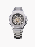Herren Mechanische Chronograph-Uhr Herren Mechanische Uhr mit Automatikwerk Edelstahl-Armband Quadratische Uhr
