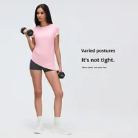 Camiseta Deportiva de Verano para Mujer, Elástica, Ajustada, Transpirable, para Yoga, Running y Fitness, de Manga Corta, en Rayón y Spandex