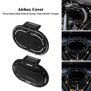 Motorcycle Airbox Cover for Harley Softail Touring Road King M8 114 107 Twin Cam Oval Air Cleaner Trim Aluminum <strong>Matte</strong> Black - Product Image 1