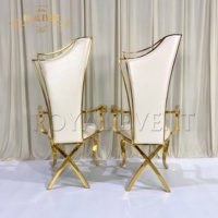 Vente en gros de chaises de cérémonie en or, chaises de mariée à dossier haut et trône en acier inoxydable pour événements, mariage, fête