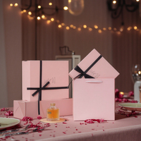 Boîte Cadeau Rose de Luxe Personnalisée pour Femmes, Boîte Cadeau en Papier Durable Faite à la Main, Créative pour Bijoux Romantiques de la Saint-Valentin