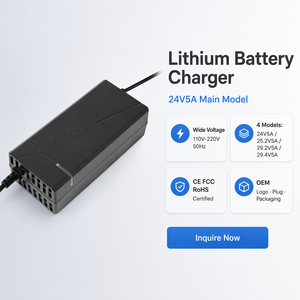 Chargeur de <span class=keywords><strong>batterie</strong></span> au lithium 24V5A 25.2V/29.2V/29.4V Li-ion LiFePO4 compatible avec les batteries solaires, les bateaux de pêche, les fauteuils roulants, les pulvérisateurs, les trottinettes électriques - Product Image 2