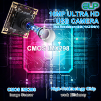 Module de caméra USB grand angle ELP 16MP IMX298 Objectif fisheye 180 degrés Webcam Board Mini caméra embarquée Raspberry Pi pour guichet automatique