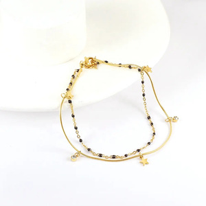 Fashion <b>Anklets</b> For Women 18k <b>Gold</b> Plated Stainless Steel Double Layer Butterfly Geometric Party Foot Ornaments - Product Image 2