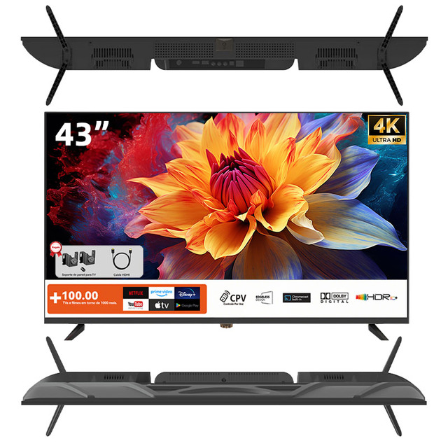 Best Selling 43 Inch AI Smart TV Android 4K UHD LED Television Glare-Free WiFi Frameless Flat Screen Cheap Wholesale