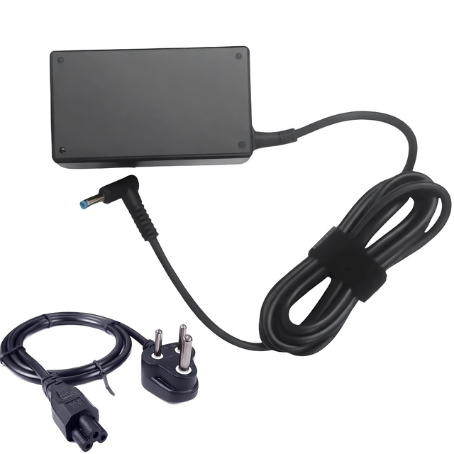 65W 240V AC Fireproof Blue Pin Laptop Charger Adapter 4.5mm for Pavilion Black with 3-Pin Power Cable