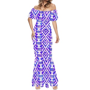 Abito lungo estivo aderente da donna, alla moda, senza maniche, con volant, spalle scoperte, per feste, taglie forti, sexy, ecologico, naturale, ODM OEM personalizzato - Product Image 2