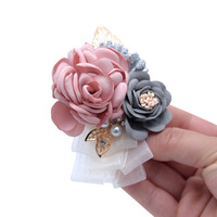 Feest Prom Kunstmatige Zijde Thee Rose Bruidsmeisje Bruid Corsage Pin Broche Bloem Corsage Armband