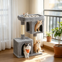 Arbre à chat en bois écologique, fabrication directe usine, emballage carton, 2 niveaux, 75 cm, mobilier pour animaux de compagnie, OEM