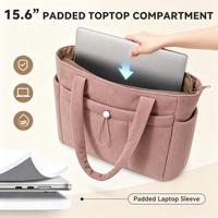 Sac à bandoulière en velours côtelé polyester, grand sac fourre-tout pour ordinateur portable 15 pouces, doux, matelassé, imperméable, léger, avec fermeture éclair, pour voyage et travail