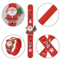 Pulsera de Silicona PVC Roja Brillante P2 para Niños, con Diseños de Muñeco de Nieve para Eventos Navideños