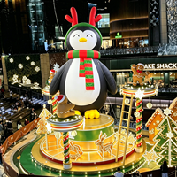 Pingouin gonflable géant de Noël personnalisé avec écharpe et bois de cerf, décoration de Noël gonflable commerciale