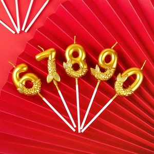 Gold Foil Number Birthday Candles 0-9 Paraffin Cake Decorations For Birthday Party Accessories - Product Image 4