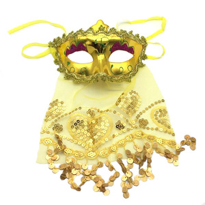 Nouveau design – Voile de cosplay pour femmes et enfants, masque demi-visage avec voile à sequins - Product Image 5