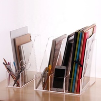 Organizador de libros de plástico, caja de documentos de acrílico transparente de escritorio, carpeta de archivos para documentos de oficina