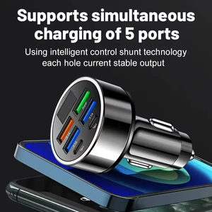 <span class=keywords><strong>Chargeur</strong></span> <span class=keywords><strong>de</strong></span> voiture USB C 6 en 1 avec écran LED, charge super rapide, adaptateur pour véhicule pour iPhone <span class=keywords><strong>Samsung</strong></span>, produits tendance 2025, nouveautés - Product Image 5