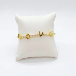 Braccialetto di perline d'oro da 8MM di moda smile face love white star micro pave diamond zirconia link chain bracciale set di gioielli per le donne