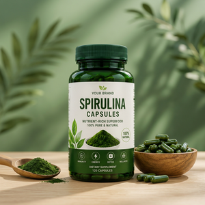 Cápsulas de Espirulina Natural Premium, Alga Verde Pura, Superalimento Rico en Nutrientes, Suplemento Dietético Vegano a Base de Plantas, Verde Azulado - Product Image 1