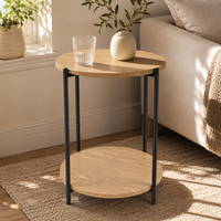 Table basse de salon en gros d'usine, table d'appoint de luxe en acier et bois pour chambres à coucher, couleur marron