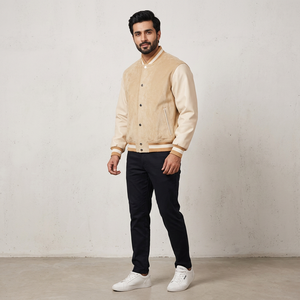 Veste de baseball vintage en cuir avec broderie personnalisée en chenille pour hommes - Product Image 1